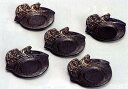 茶器・茶道具■ 茶托 もうかる 五客組 ■青銅(ブロンズ)製 桐箱入【高岡銅器】