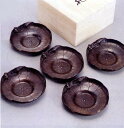 茶器・茶道具■ 高級茶托 蓮に蛙 五客組 ■蝋型青銅(ブロンズ)製 桐箱入【高岡銅器】
