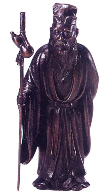 仏像　七福神■　寿老人　■高村泰正作　証付■銅製　【高岡銅器】
