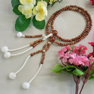 SGI・創価学会・日蓮正宗　本式（本連）数珠◆白梅　八寸◆かがり房　【桐箱付】