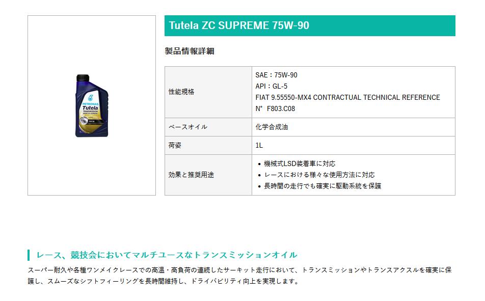 PETRONAS(�ڥȥ��ʥ�) Tutela ZC SUPREME 75W-90 (1��åȥ�x20��)1������ ���䥪����
