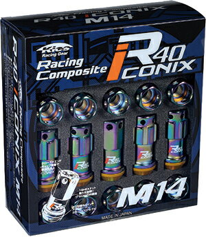 キョーエイ（KYO-EI) レーシングコンポジット R40 iCONIX M14 (キャップレス) M14×P1.25 ネオクロ/ゴールド (ナット16個/ロック4個)
