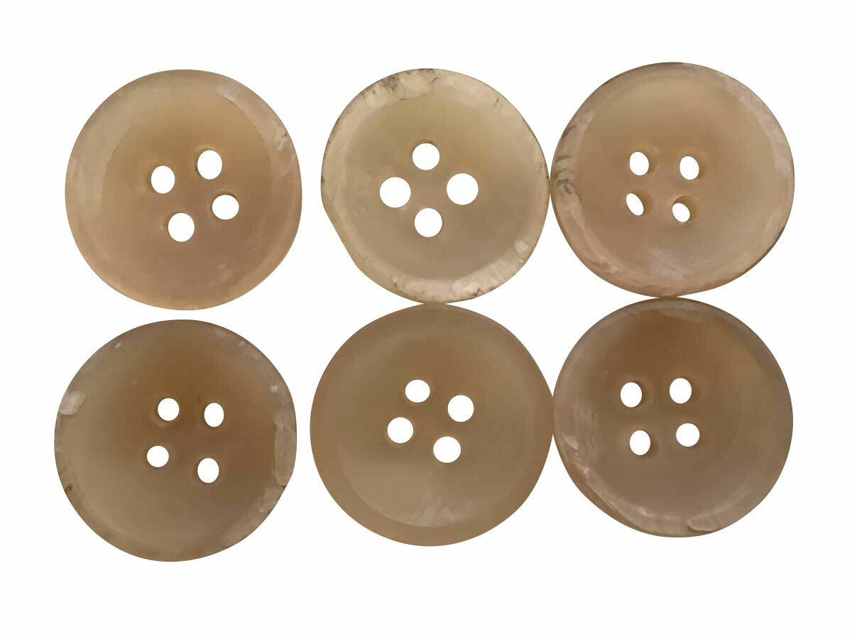 サスペンダー用 クラシック6ボタン留ブレイスボタン本水牛製18ミリ専用ボタンDouicieベージュ色　b657