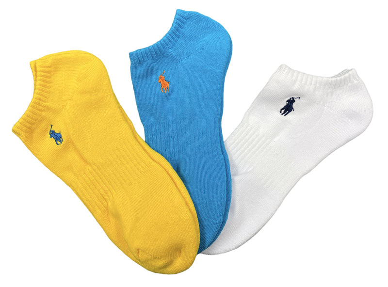 未使用 ポロ ラルフローレン ソックス メンズ 27-29cm 靴下 3足セット 足底パイル アーチサポート ワンポイント刺繍 スニーカーソックス ホワイト タ...