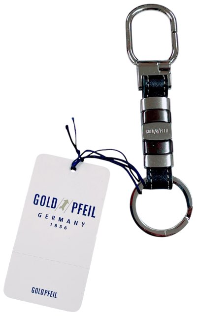 未使用 ゴールドファイル キーホルダー メタル シルバー レザー キーリング 黒 ブラック メンズ 紳士用 GOLD PFEIL 【中古】