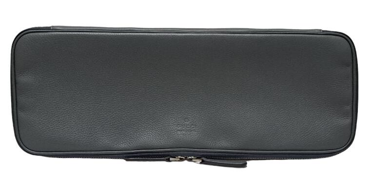 グッチ ネクタイケース 268114 タイケース グレー レザー ロゴ メンズ ネクタイ収納 携帯用 旅行用 紳士用 GUCCI 【中古】