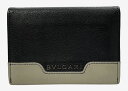 ブルガリ カードケース 二つ折り ブラック バイカラー レザー 黒 ロゴ メンズ レディース 名刺入れ 定期入れ BVLGARI 【中古】