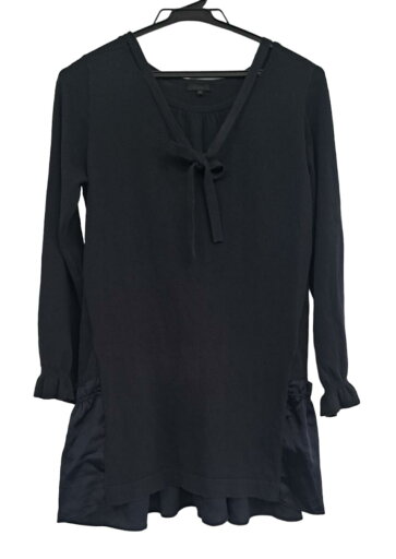 TO BE CHIC トゥービーシック トップス 長袖 チュニック 紺 異素材 ネイビー 40 レディース リボン 【中古】 TO BE CHIC トゥービーシック トップス 長袖 チュニック 紺 異素材 ネイビー 40 レディース リボン 【中古】