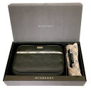 未使用 バーバリー ポーチ ハンカチ セット キャンバス チェック レディース ブラック 黒 ベージュ BURBERRY ギフト 【中古】