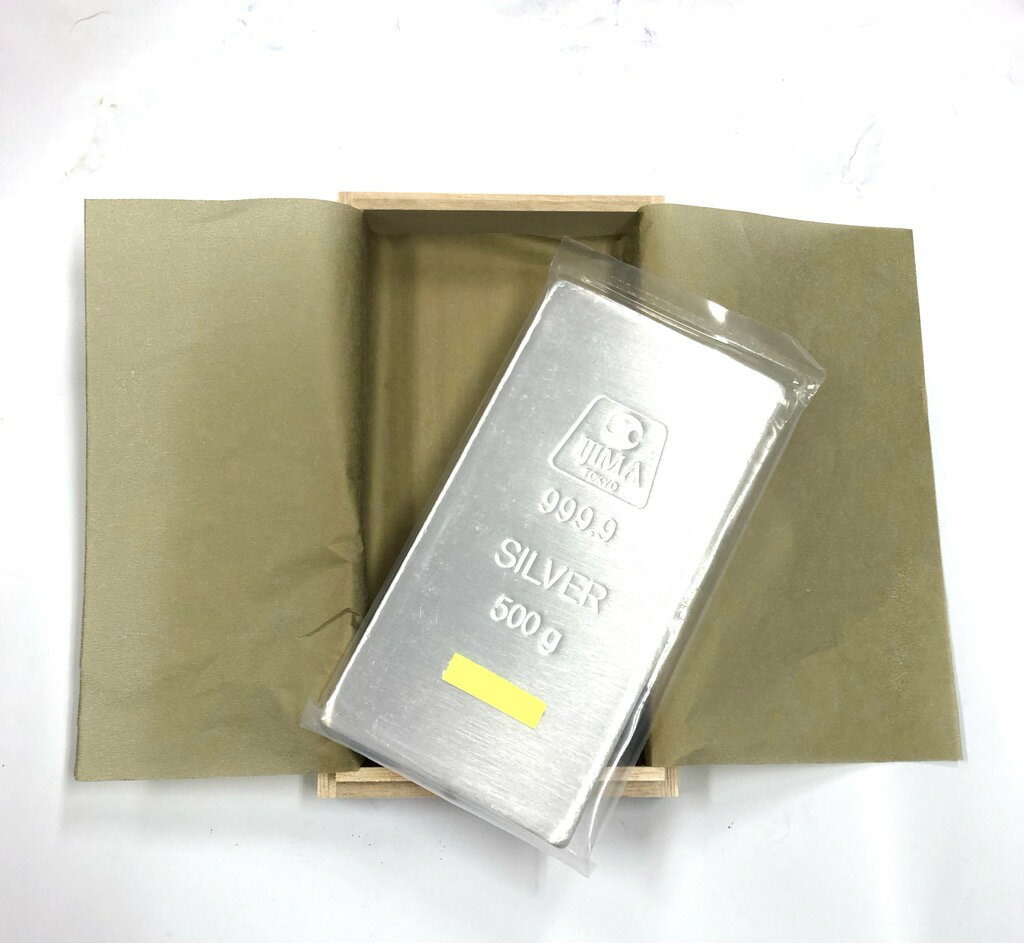 【新品】【未開封】訳アリ 井嶋金銀工業 純銀 インゴット 桐箱付き ingot 500g IJIMA シルバー SV999.9 シルバーインゴット 井嶋　銀【中古】