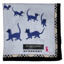 未使用 バーバリー ハンカチ 綿 コットン 100% ランチマット ネコ 猫 チェック ブルー 青 BURBERRY メンズ レディース 【中古】
