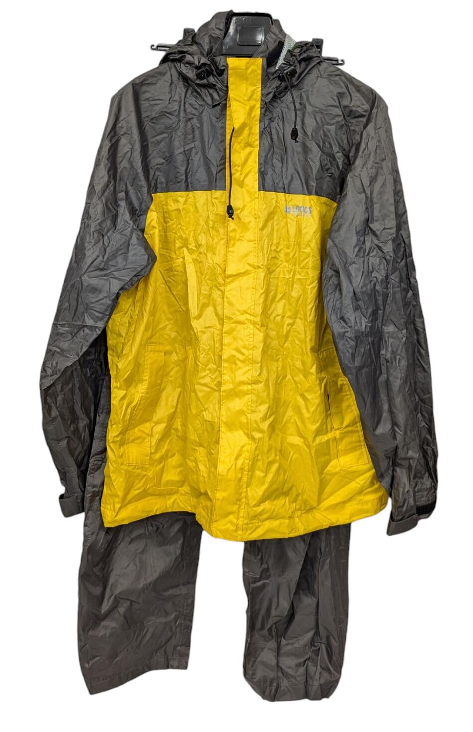 ロゴス レインコート レインウエア レインスーツ かっぱ 雨合羽 L メンズ イエロー グレー 上下 LOGOS 【中古】