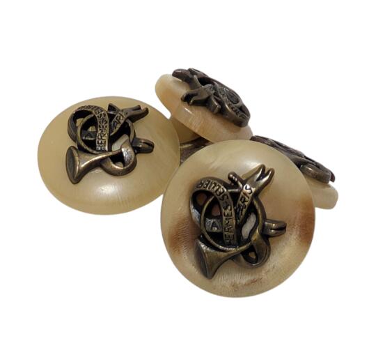 エルメス カフス カフスボタン ホーン ラッパ カフリンクス メンズ 紳士用 ビジネス フォーマル ベージュ GP ゴールド金具 HERMES 【中古】