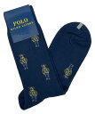 未使用 ポロ ラルフローレン ソックス メンズ 25-27cm ネイビー ベア 靴下 紺 クルー丈 ナイガイ 紳士用 POLO RALPH LAUREN ポロベ...
