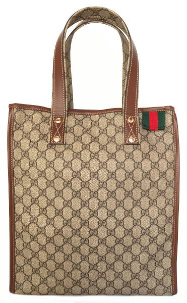 新品同様 グッチ トートバッグ GG GGプラス GGスプリーム ショッピングバッグ メンズ レディース GUCCI 001364 シェリー PVC 男女兼用 【中古】