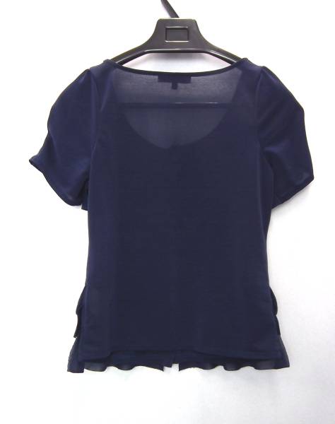 プロポーションボディドレッシング 半袖 トップス フリル ネイビー PROPORTION BODY DRESSING　カットソー　【中古】