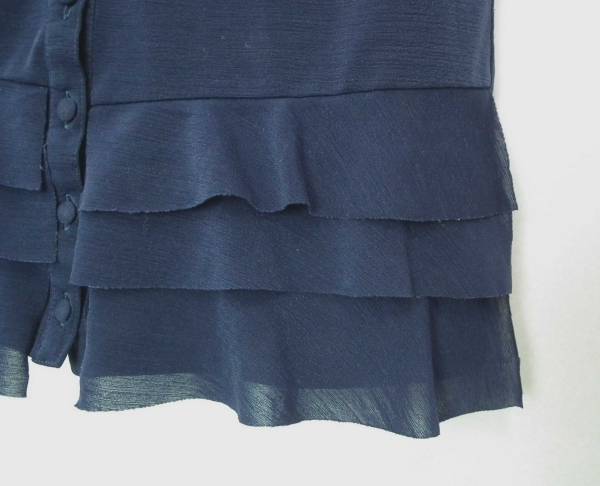 プロポーションボディドレッシング 半袖 トップス フリル ネイビー PROPORTION BODY DRESSING　カットソー　【中古】