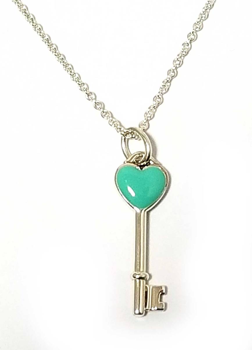 Tiffany Heart Key Pendant Necklace Blue Sterling Silver Women Sv925 | eBay