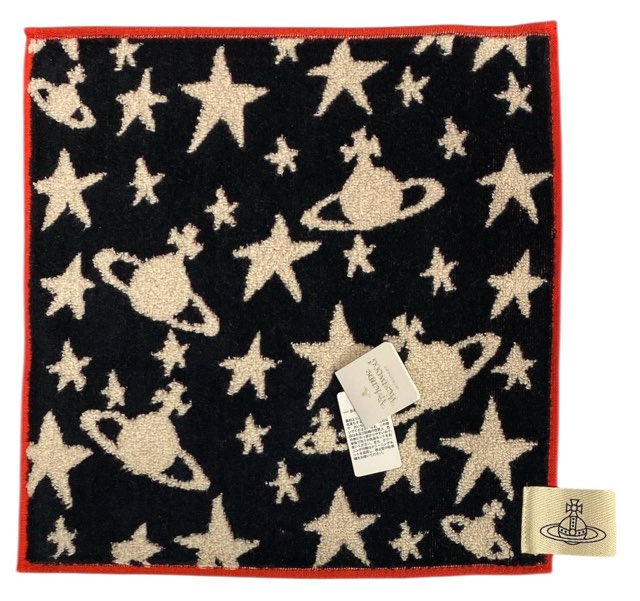 未使用 ヴィヴィアンウエストウッド ハンカチ ハンドタオル ハンカチタオル タオルハンカチ ブラック 黒 オーブ 星　スター レディース メンズ VivienneWestwood ヴィヴィアン 【中古】