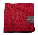 未使用 セリーヌ ハンカチ レッド 赤 マカダム スカーフ CELINE 綿 100% コットン レディース 【中古】
