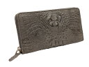 未使用 ノンブランド クロコダイル 長財布 ラウンドファスナー ジップアラウンド グレー 小銭入れ付き 背ワニ センター取り メンズ 紳士用 鰐革 ワニ革 ジッピー 財布 【中古】