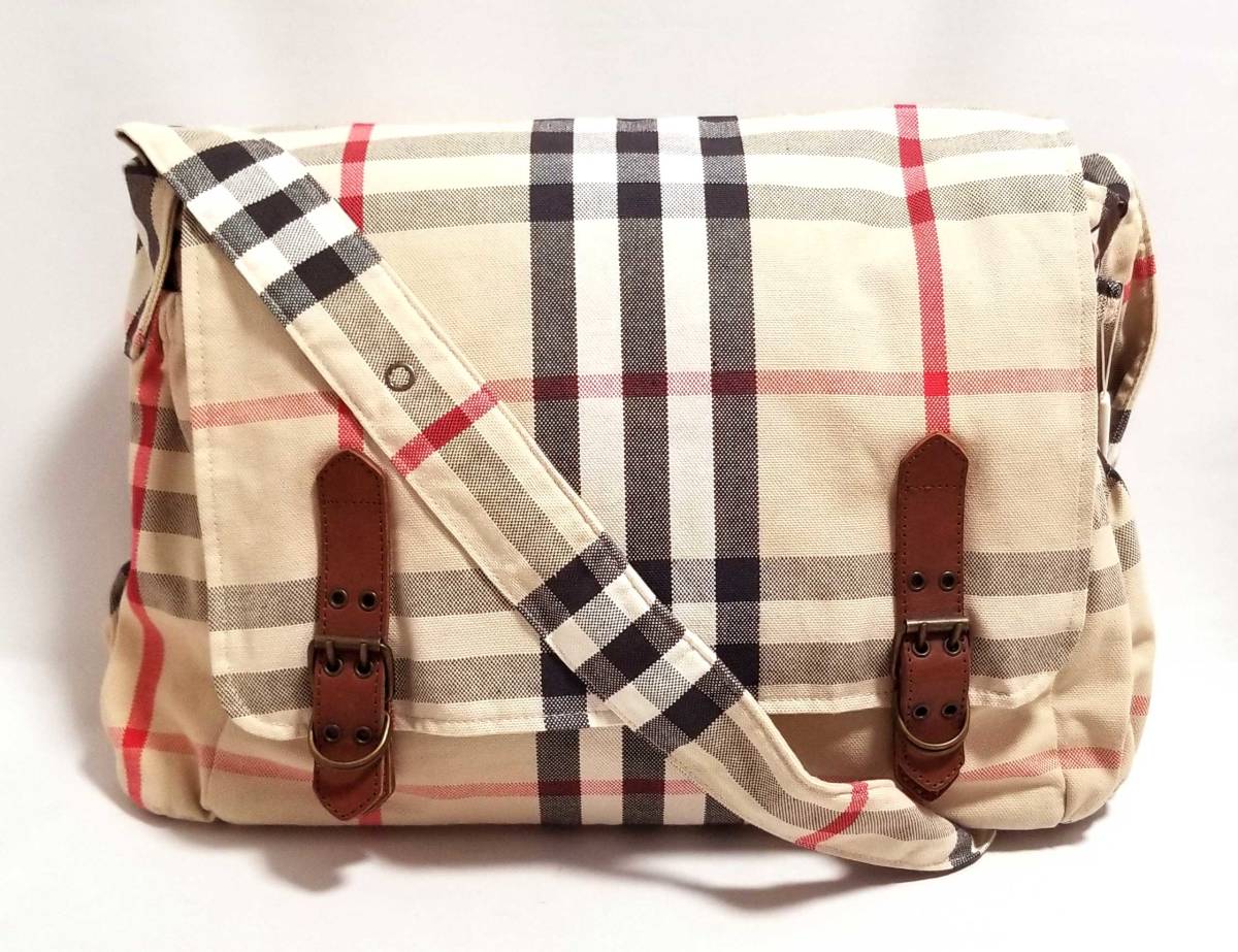 未使用 バーバリー マザーズバッグ マット付 チェック ショルダーバッグ 斜め掛け キャンバス レディース BURBERRY BABY 【中古】