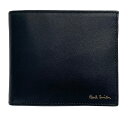 新品同様 ポールスミス 財布 二つ折り マルチストライプ ブラック 黒 レザー コインケースあり メンズ Paul Smith 【中古】