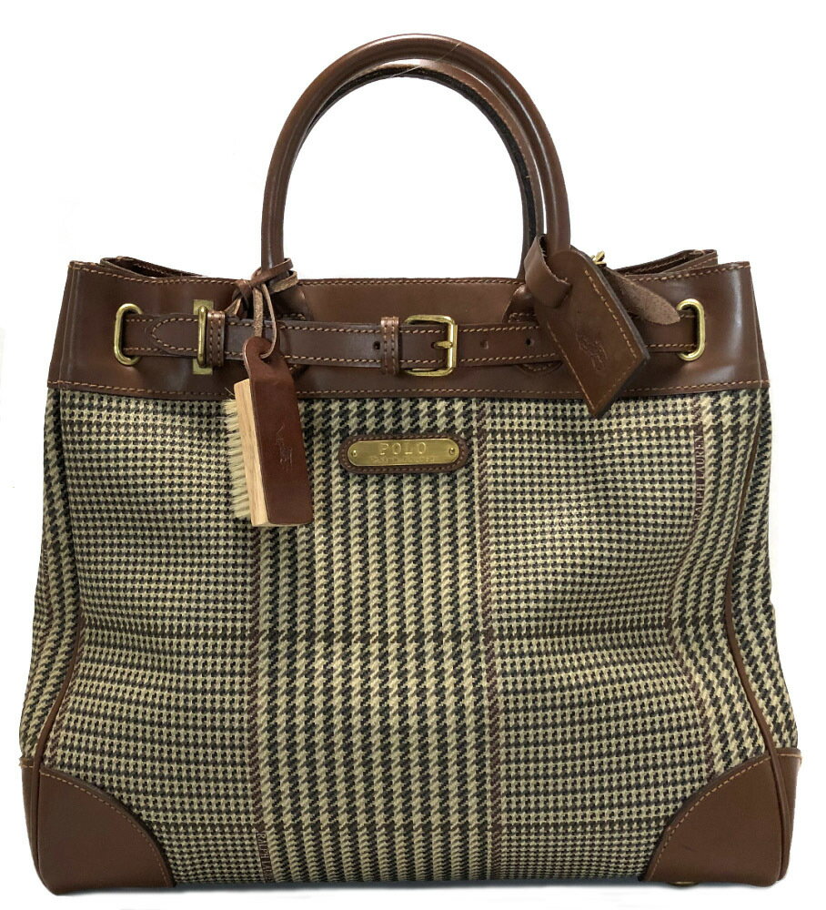 ラルフローレン ポロ ハンドバッグ トートバッグ チェック ガンクラブチェック ボストンバッグ 良好 Polo RALPH LAUREN レディース PVC レザー 【中古】のサムネイル