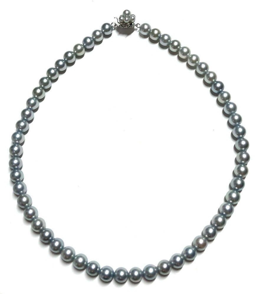 田崎 TASAKI パールネックレス アコヤ真珠 パール ネックレス グレー ブルー シルバー 真珠 7.5mm 糸替え済み タサキ アコヤパール 美品 レディース アクセサリー 【中古】のサムネイル