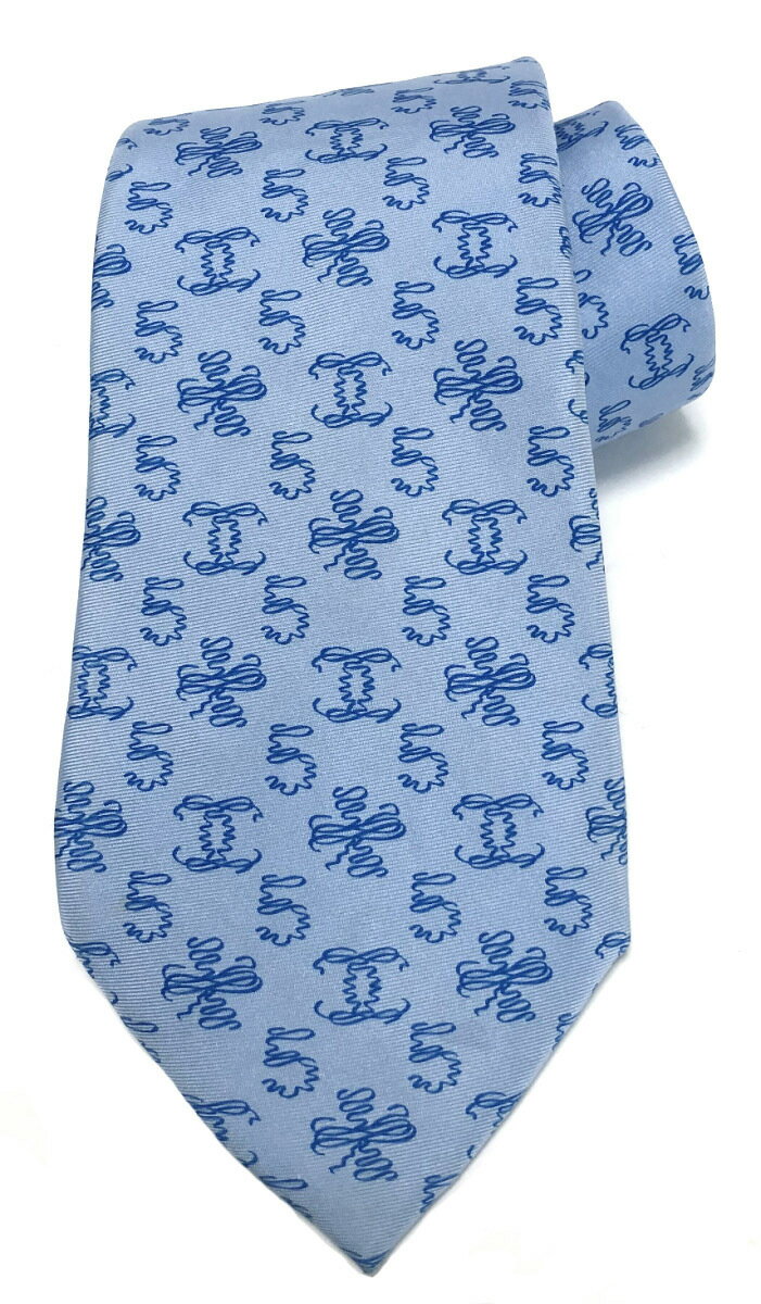 シャネル ネクタイ ココマーク 水色 シルク 100％ クローバー 5 メンズ カジュアル ライトブルー シルクネクタイ CHANEL 【中古】のサムネイル