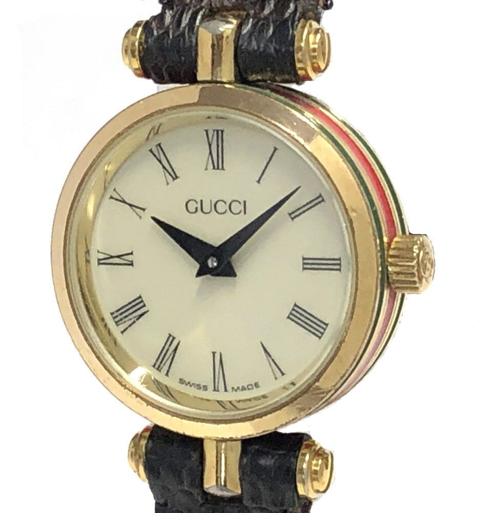グッチ 腕時計 レディース シェリー ダークブラウン 革ベルト ゴールド レザー ベルト アンティーク 時計 ウォッチ オールドグッチ QZ レディースウォッチ GUCCI 【中古】のサムネイル