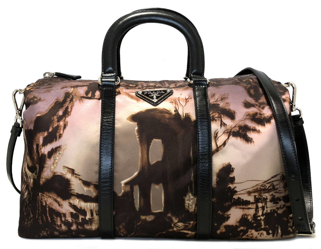 プラダ 2WAY ボストンバッグ ショルダーバッグ BL0922 ピンク ブラック ハンドバッグ レディース 斜め掛け ナイロンキャンバス PRADA 【中古】