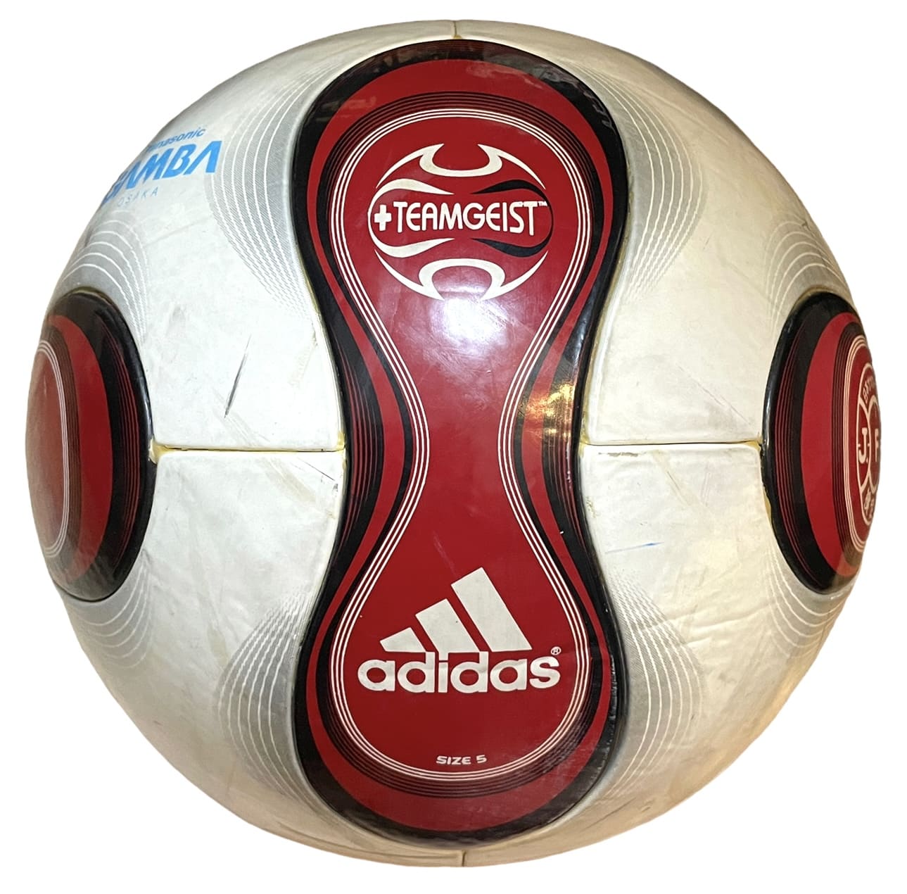 Adidas アディダス　サッカーボール　チームガイスト Teamgeist 2006 公式球 5号球 FIFA AS5830 レッド JFA検定球　【中古】