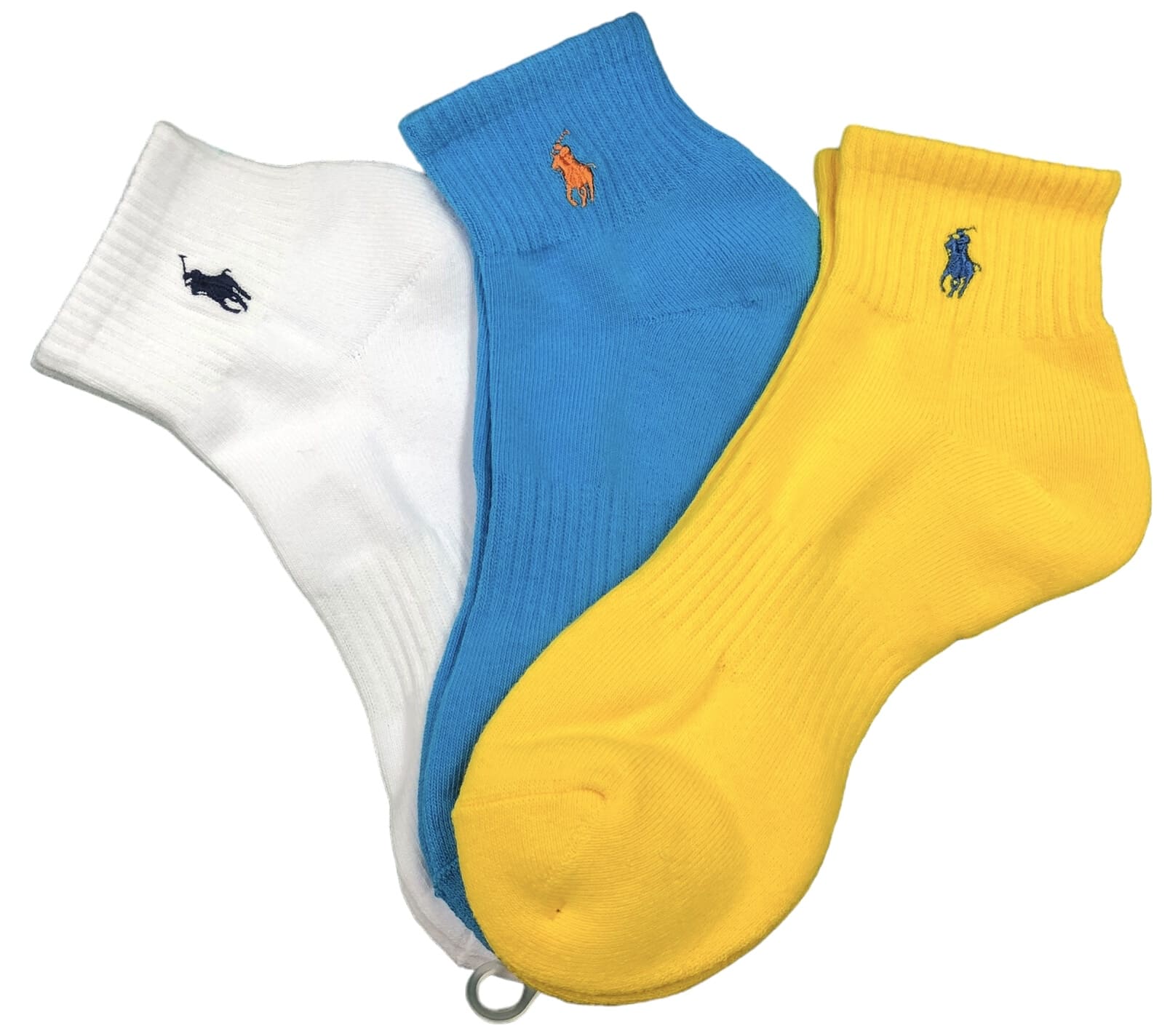 未使用 ポロ ラルフローレン ソックス メンズ 25-27cm 靴下 3足セット 足底パイル アーチサポート ワンポイント刺繍 スニーカーソックス ホワイト タ...