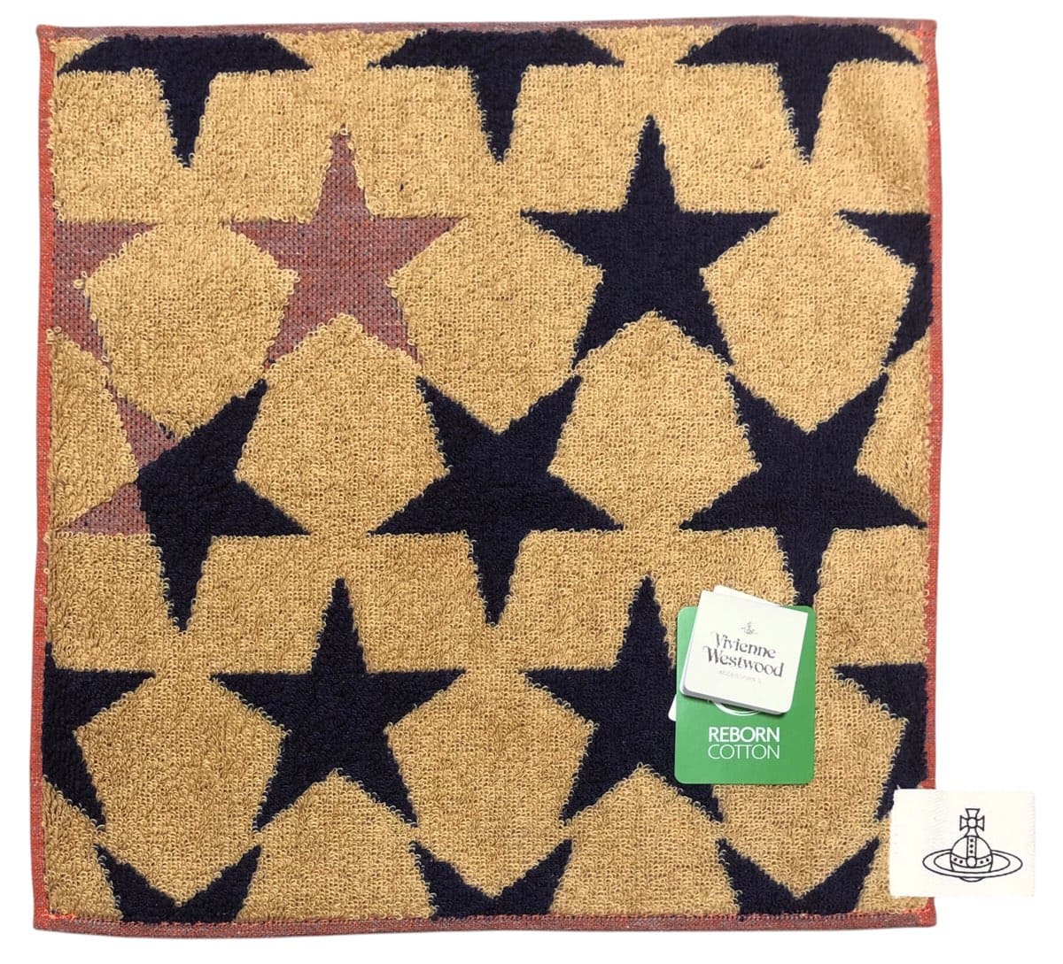 未使用 ヴィヴィアンウエストウッド ハンドタオル ミニタオル ハンカチ タオル ネージュ　コットン　100％　綿　スター　星　レディース メンズ VivienneWestwood ヴィヴィアン 【中古】