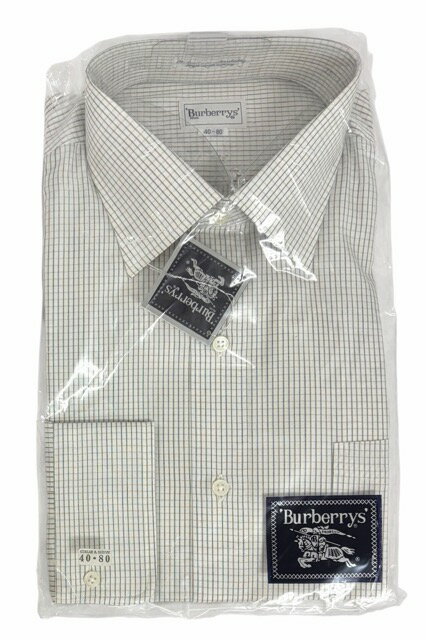 未使用 バーバリー バーバリーズ　シャツ トップス ワイシャツ　長袖　Y2K　ホワイト　チェック　BURBERRY BURBERRYS　40サイズ　Lサイズ相当　【中古】