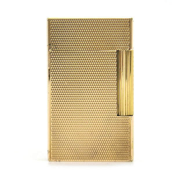 デュポン ライター メンズ ライン2 ローラガスライター 格子柄 ゴールド S.T.Dupont 中古