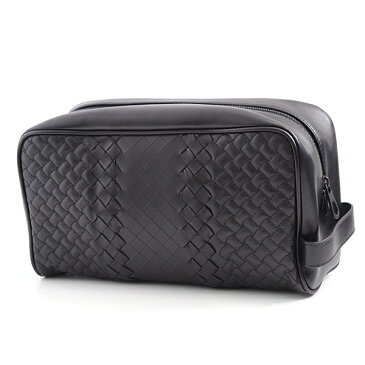 ボッテガヴェネタ BOTTEGA VENETA イントレッチオ インペラトーレ トイレタリーケース カーフ ブラック メンズ【中古】