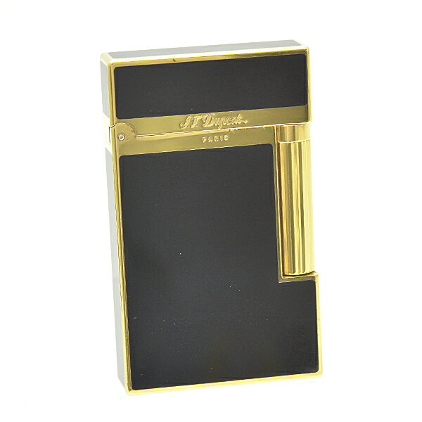 デュポン S.T.Dupont ライン2 ローラーガスライター ブラックラッカー×ゴールド メンズ【中古】