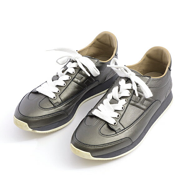 エルメス HERMES トレイル スニーカー Hロゴ メタリック系 レザー サイズ37 レディース【中古】のサムネイル