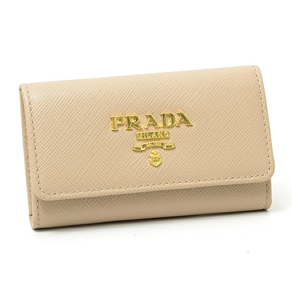 プラダ PRADA サフィアーノレザー 4連キーケース キーリング付き ピンクベージュ レディース 1PG004【未使用展示品】