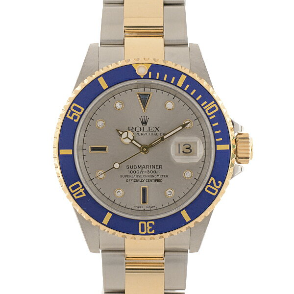 ロレックス サブマリーナー 3Pサファイア 8Pダイヤインデックス シルバー文字盤 自動巻 ROLEX SUBMARINER 16613SG【中古】