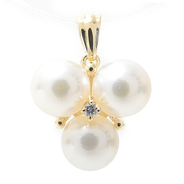 ミキモト ペンダントトップ レディース パール×ダイヤモンド ネックレス 真珠 パール6.8mm イエローゴールド MIKIMOTO K18【中古】