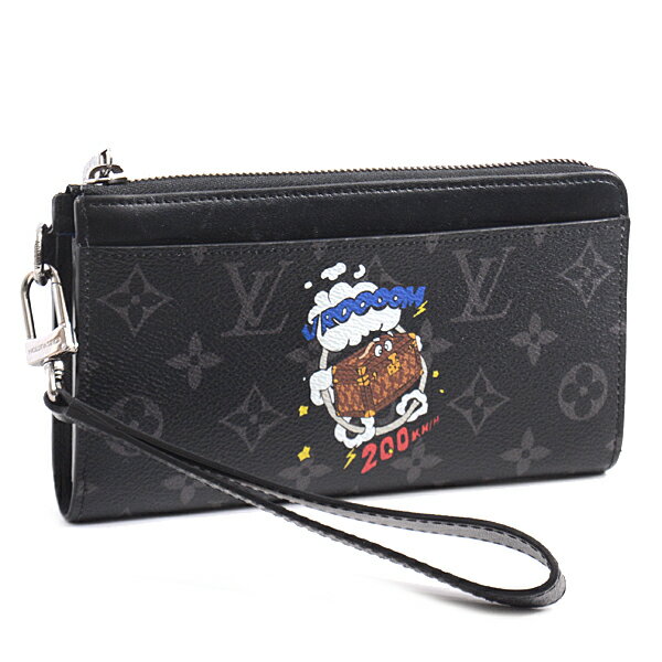 ルイヴィトン 財布 メンズ モノグラム エクリプス ジッピードラゴンヌ トランクプリント L字ファスナー 長財布 Louis Vuitton M80994 中古