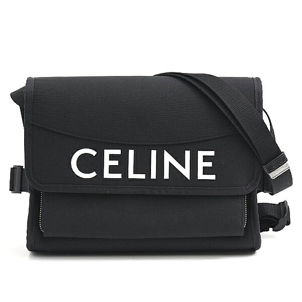 セリーヌ バッグ メンズ レディース スモール トレッキング メッセンジャー ロゴ ショルダーバッグ ナイロン ブラック CELINE 11006 中古