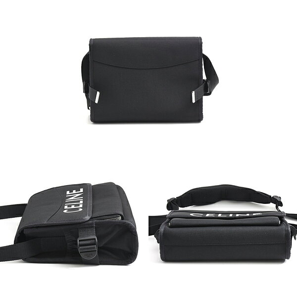 セリーヌ バッグ メンズ レディース スモール トレッキング メッセンジャー ロゴ ショルダーバッグ ナイロン ブラック CELINE 11006 中古