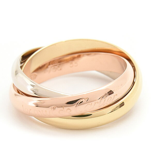 カルティエ 指輪 レディース トリニティ リング 3連 55号 実寸14.5号 3.3mm ゴールド ...