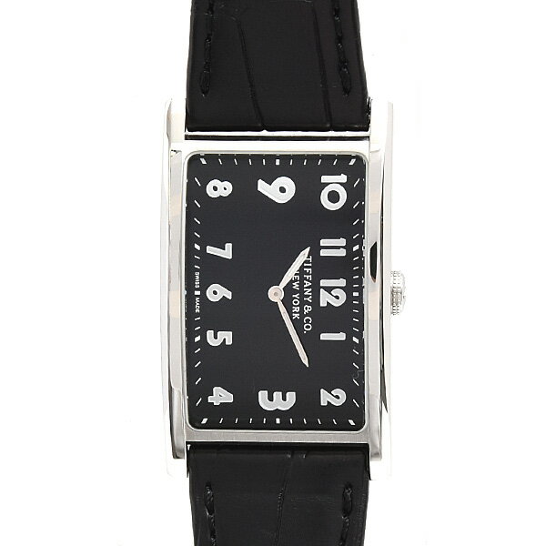 ティファニー 時計 レディース イーストウエスト ブラック文字盤 電池式 ステンレス TIFFANY 34677352 SS 中古