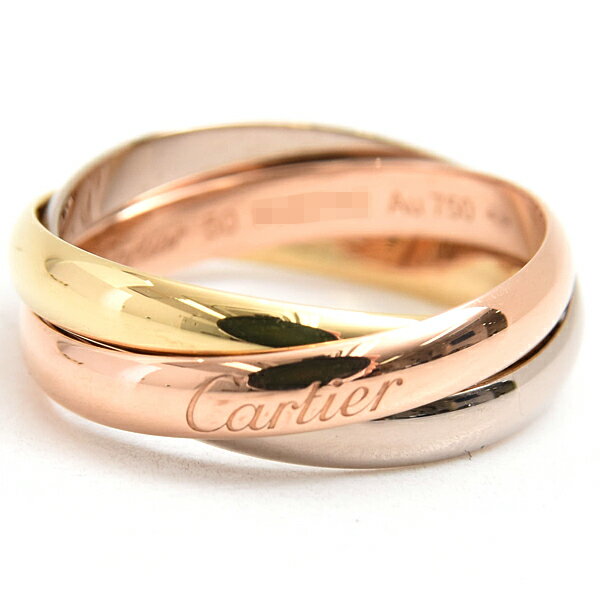 カルティエ 指輪 レディース トリニティ リング 50号 ゴールド Cartier 750YG×WG ...