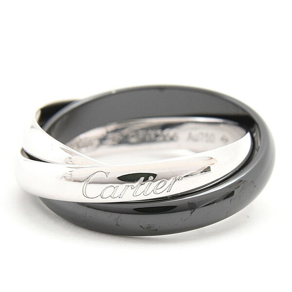 カルティエ 指輪 メンズ トリニティ リング 3連 3.2mm 57号 実寸17号 750WG×CE ホワイトゴールド Cartier 中古
